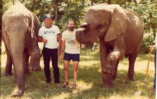 Photos I took in July, 1982 at the Henry Ford Community College with Bucky Steeles Elephants. Hezy asked me to take a couple photos of him with an African elephant, he said he had never touched a live African elephant! //Wayne Jackson, Canada